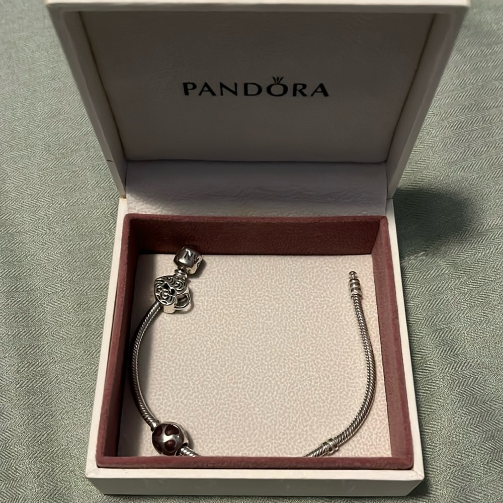 Pandora bracelet and 2 charms